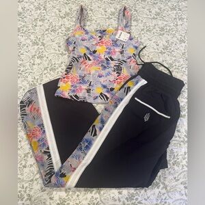Free People Floral Champ Pant and Never Better Long tank set NWT
